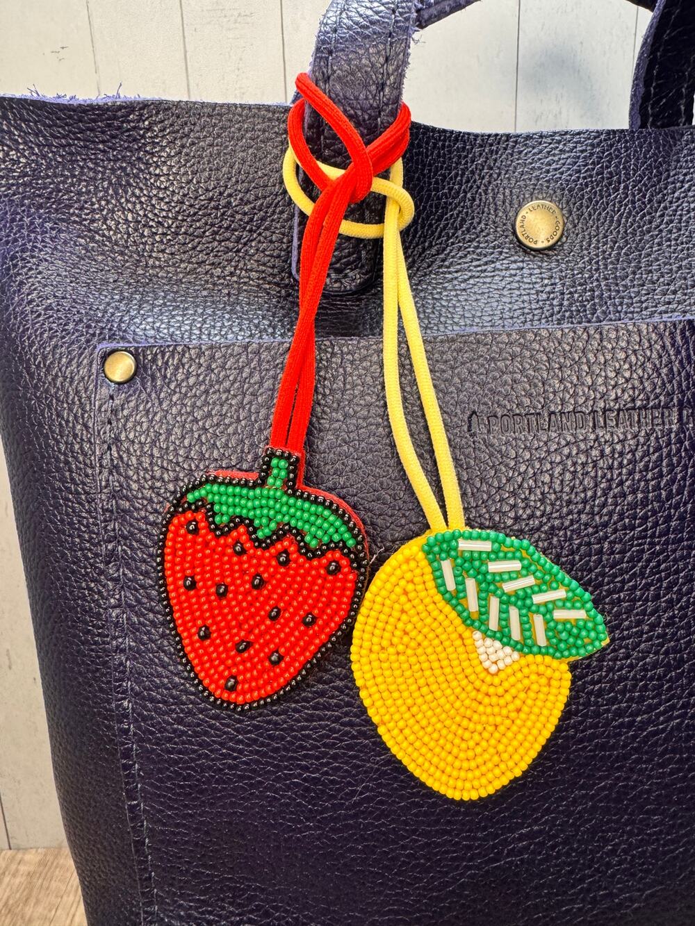 Fruity Bag Charm Set of 2 Strawberry Charm Lemon Purse Charm Gift Set